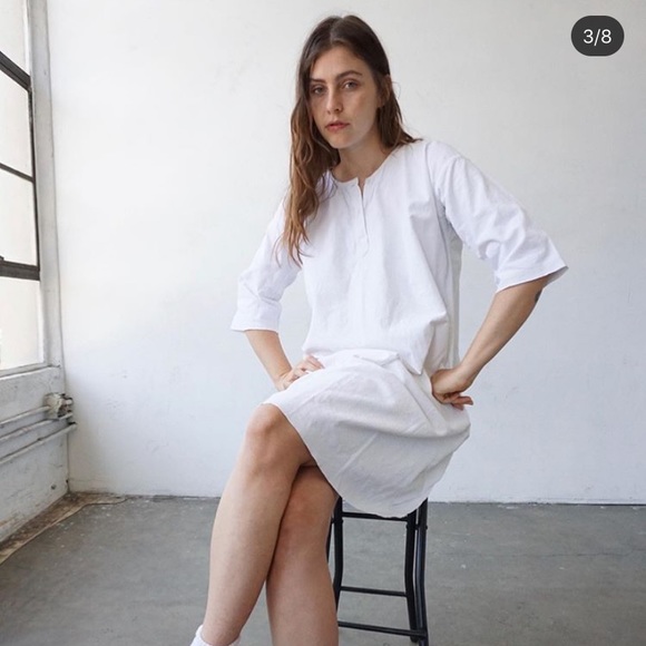 Vintage Dresses & Skirts - Fair season vintage white linen tunic dress